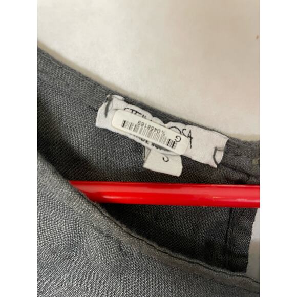 Stella Rosa grey linen crocheted lace trim short sleeve knee length dress size S - Picture 3 of 8